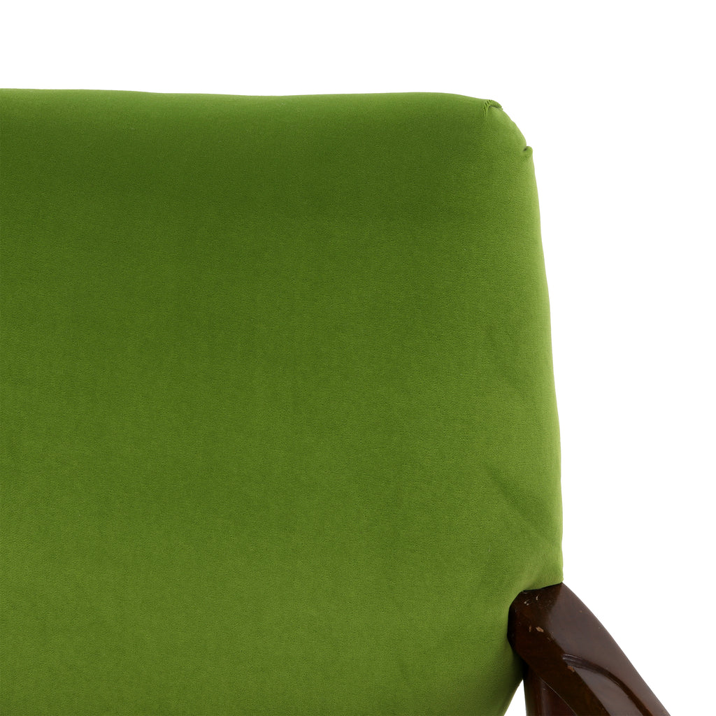 Green Velvet Wood Mid Century Chair