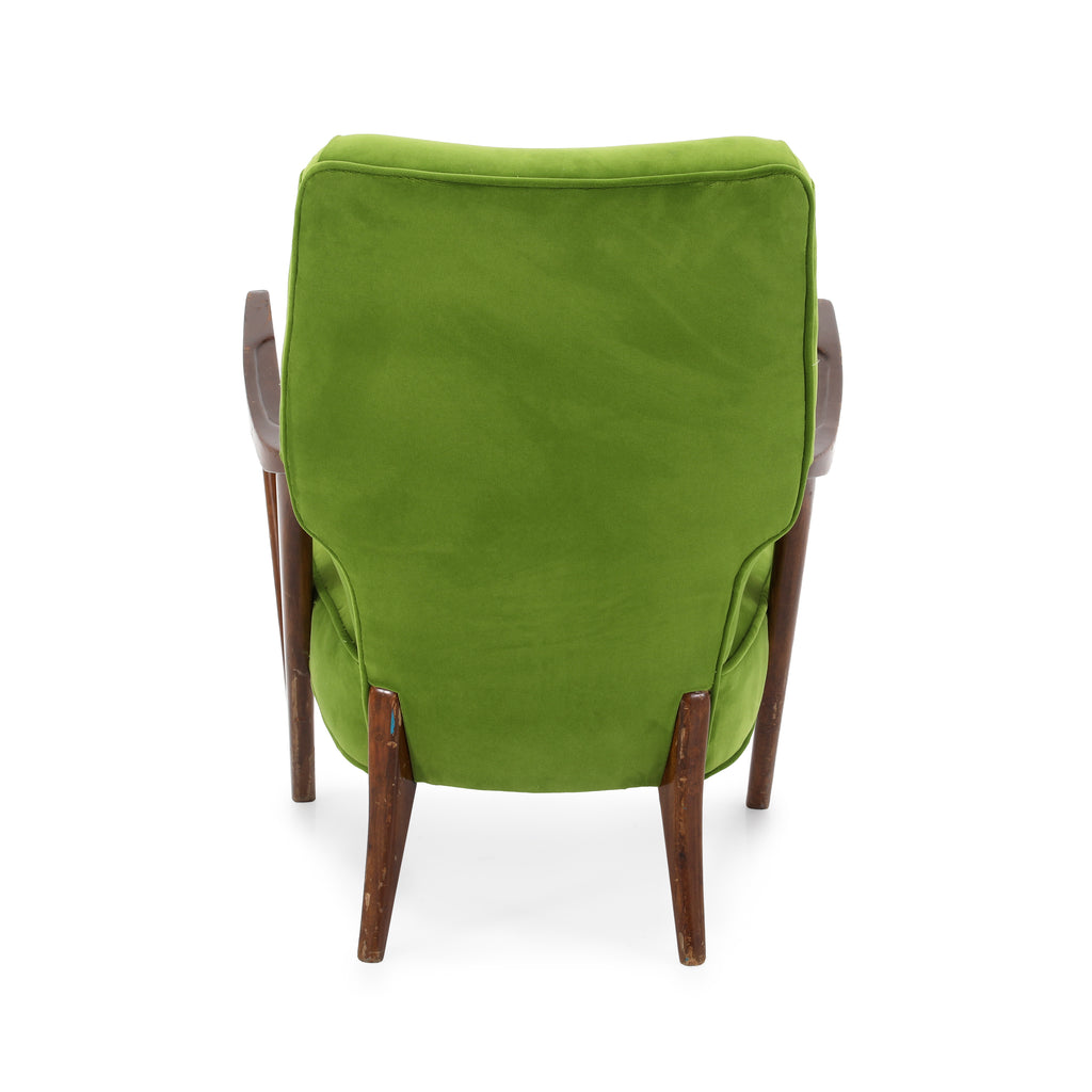 Green Velvet Wood Mid Century Chair