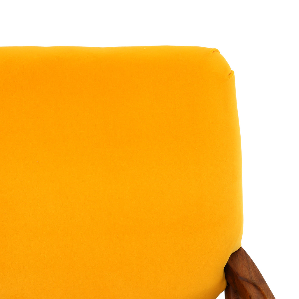 Yellow Velvet Wood Mid Century Chair