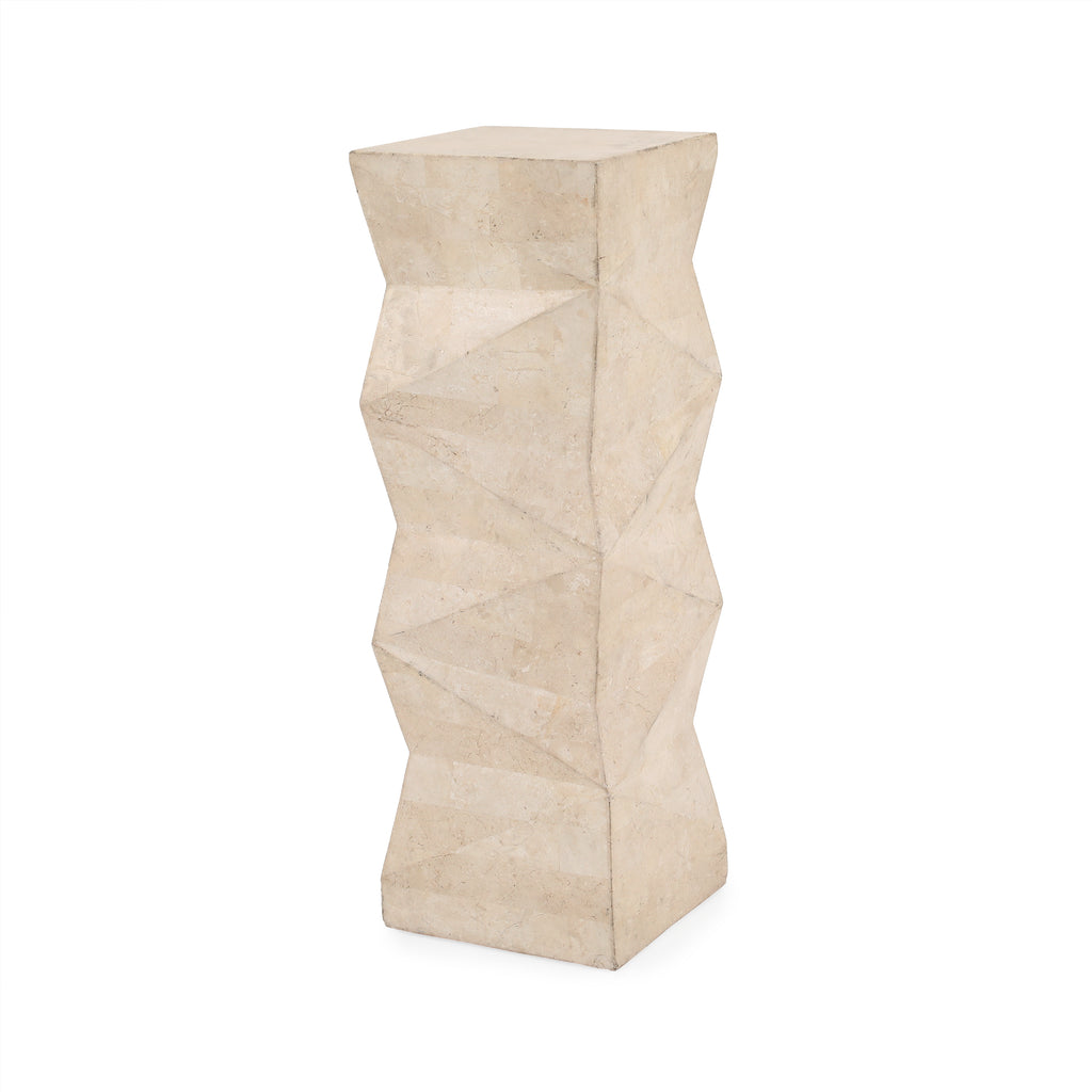 Tan Geometric Pedestal