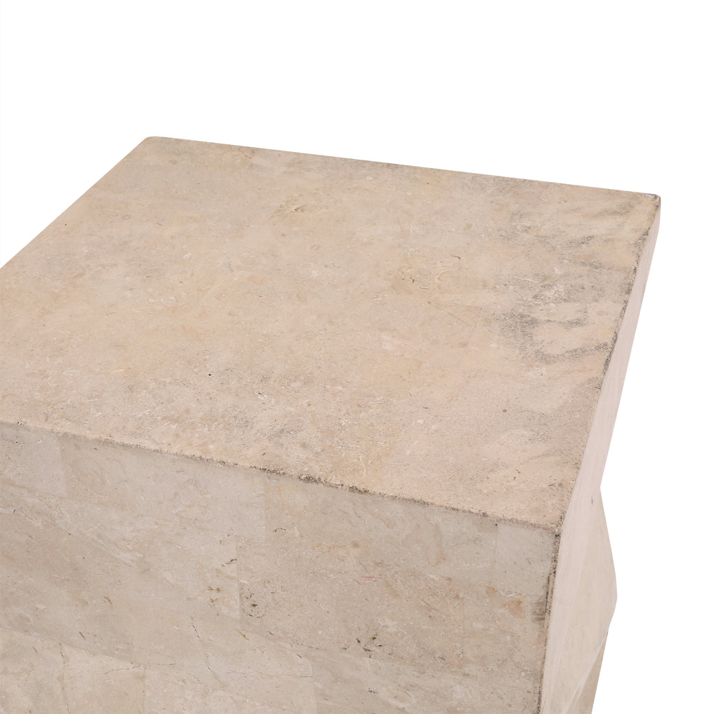 Tan Geometric Pedestal
