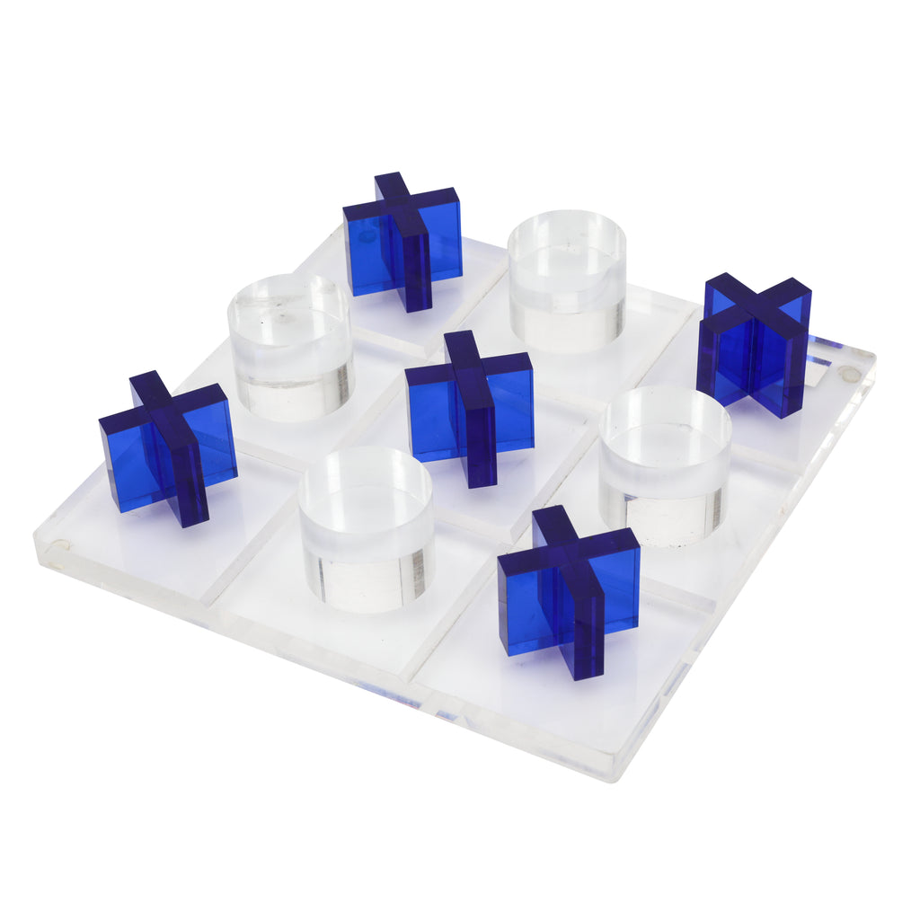 Lucite / Blue Tic Tac Toe Set (A+D)
