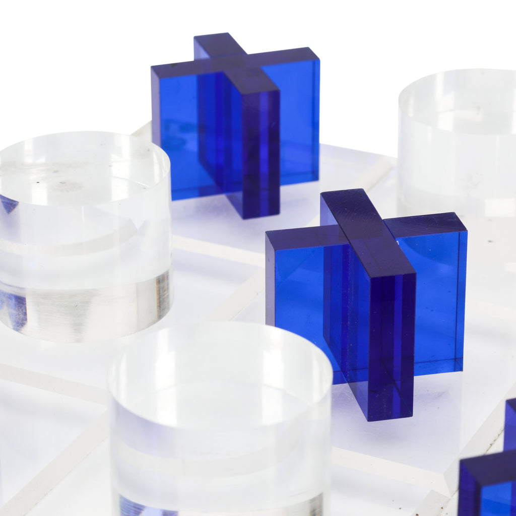 Lucite / Blue Tic Tac Toe Set (A+D)
