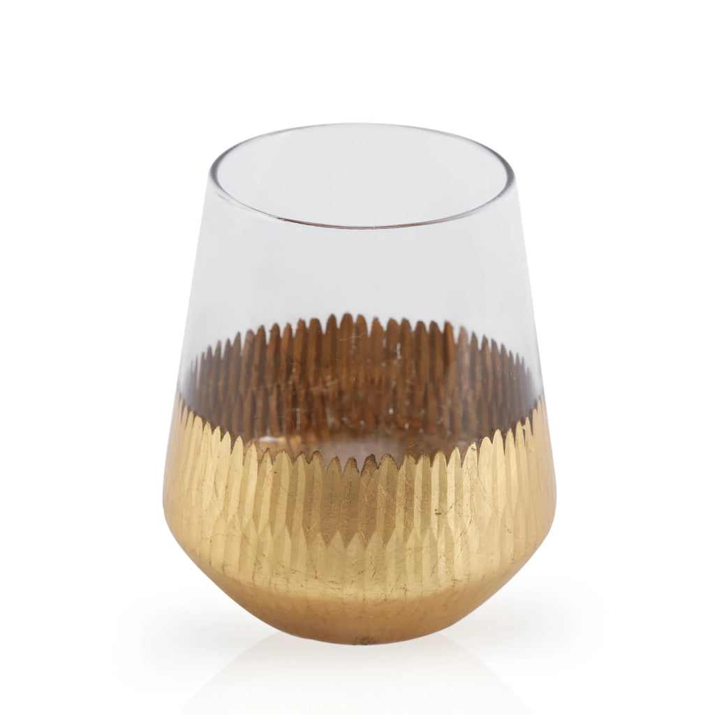 Clear Glass Vase with Gold Detailing