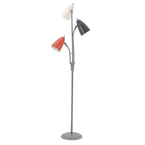 Grey Floor Lamp w/ Orange, Cream, Black Shades