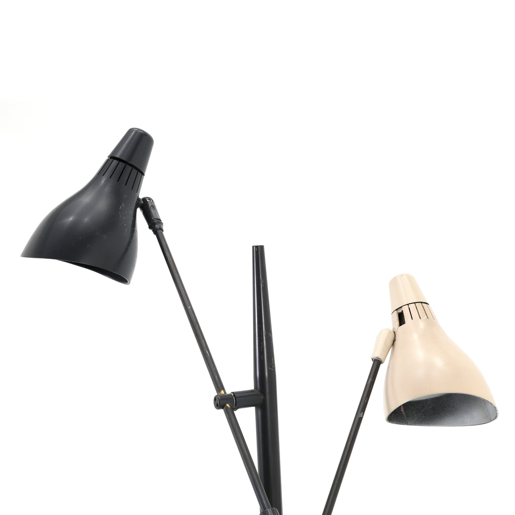 Black Floor Lamp with Orange & Cream Shades
