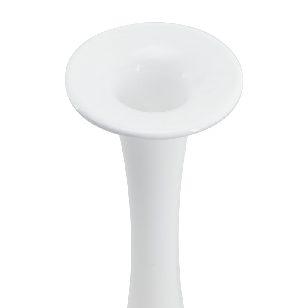 Tall Glossy White Glass Vase
