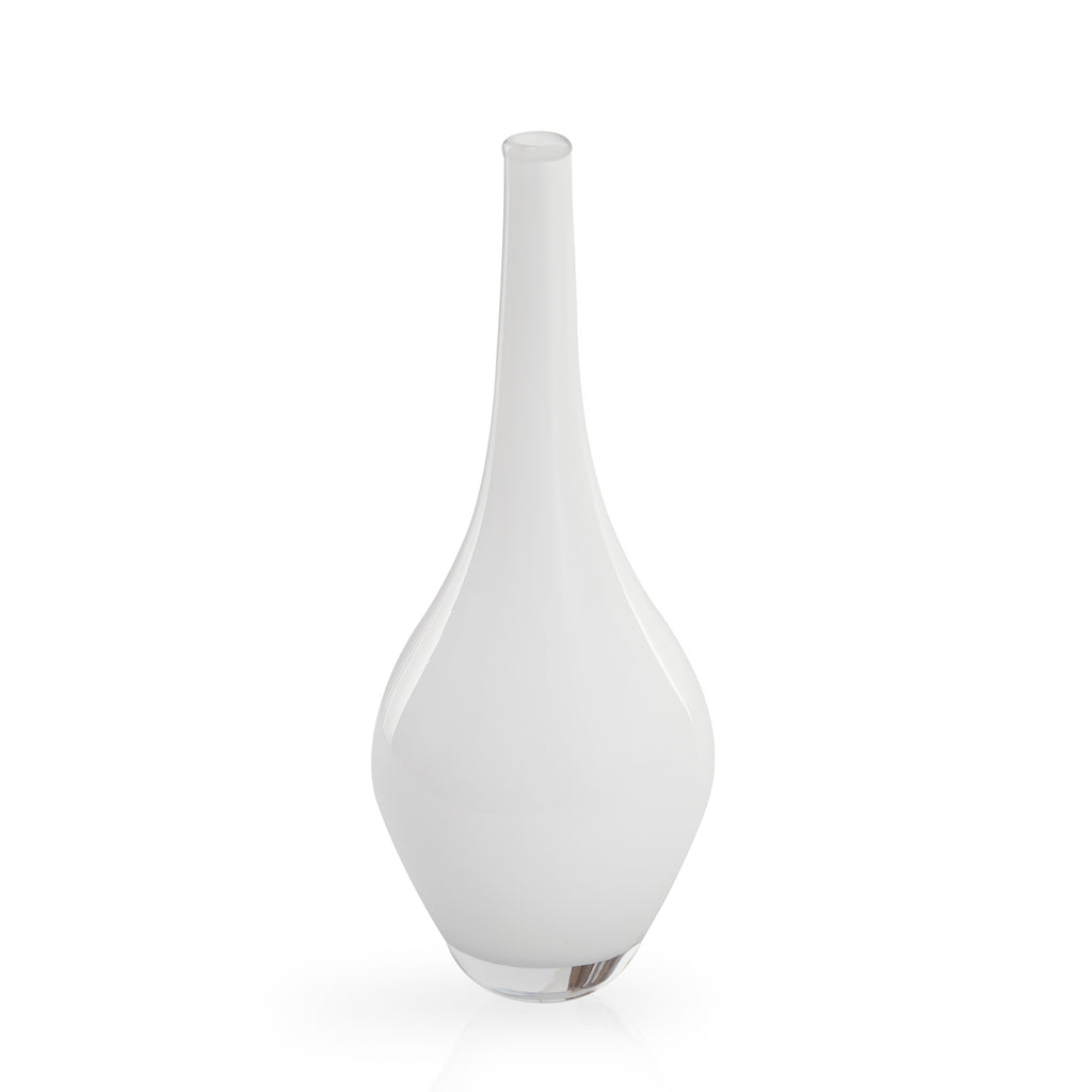 Glossy White Round Glass Vase