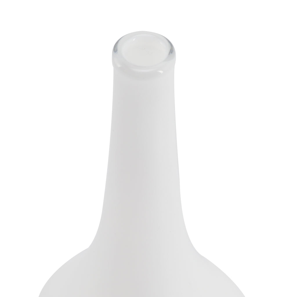 Glossy White Round Glass Vase