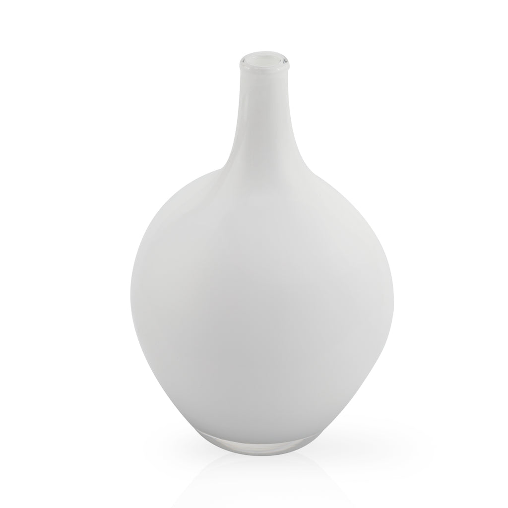 Short White Glass Vase