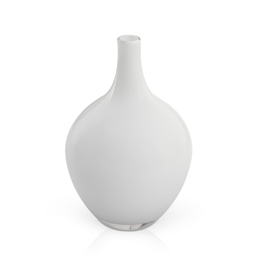 Short White Glass Vase