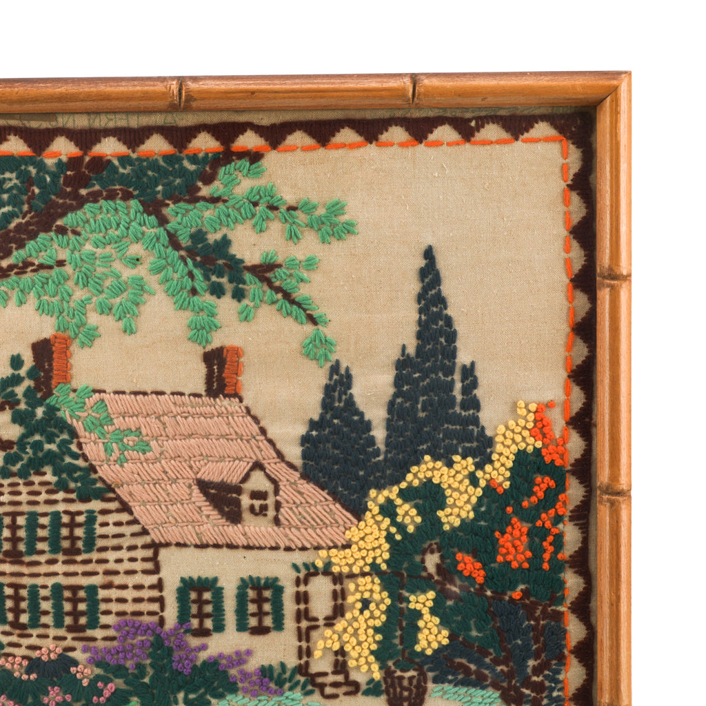 Brown & Green Farmhouse Pastoral Embroidery Artwork (A+D)