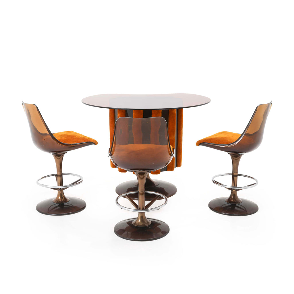Amber Glass / Orange Velvet Bar with Tulip Base