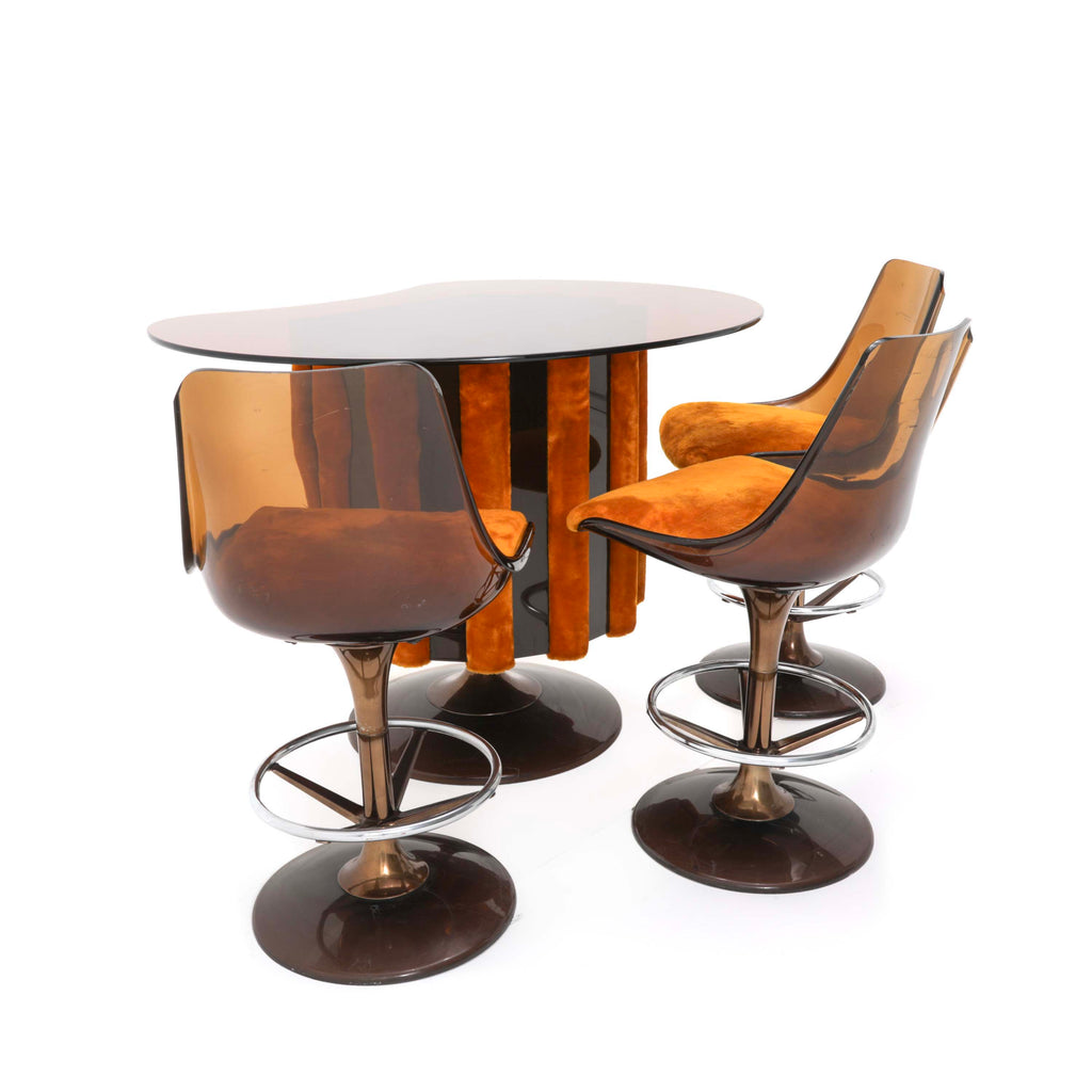 Amber Acrylic Barstool with Orange Velvet Seat