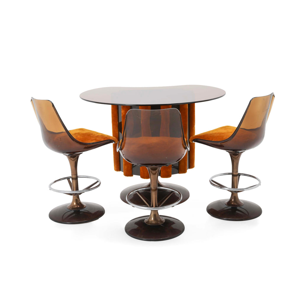 Amber Glass / Orange Velvet Bar with Tulip Base
