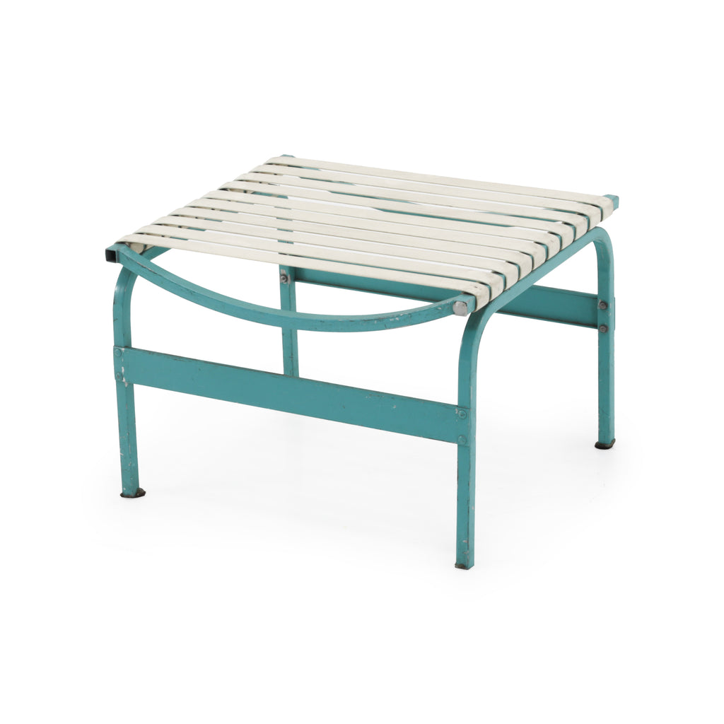 Outdoor Blue + White Strap Ottoman