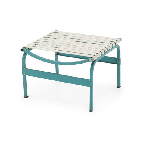 Outdoor Blue + White Strap Ottoman