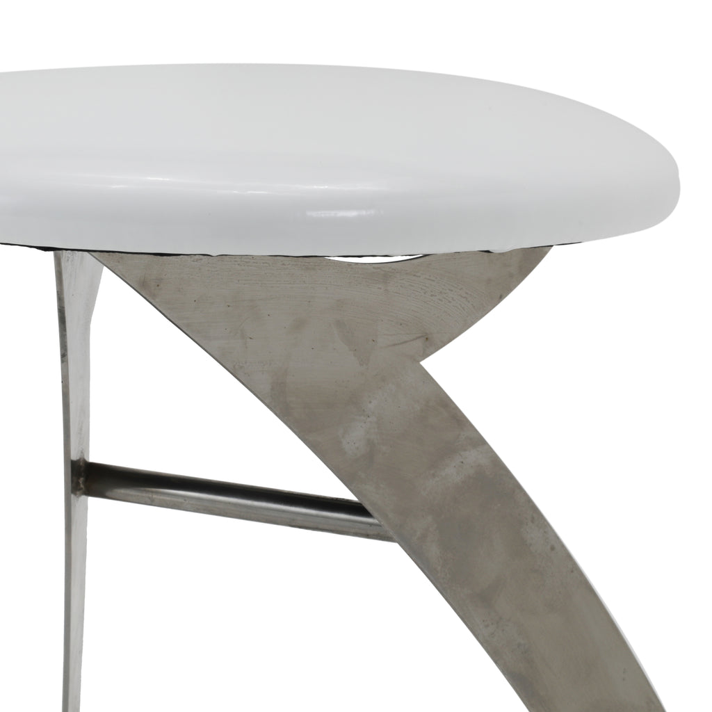 Futuristic Chrome + Glossy White Strat Bar Stool