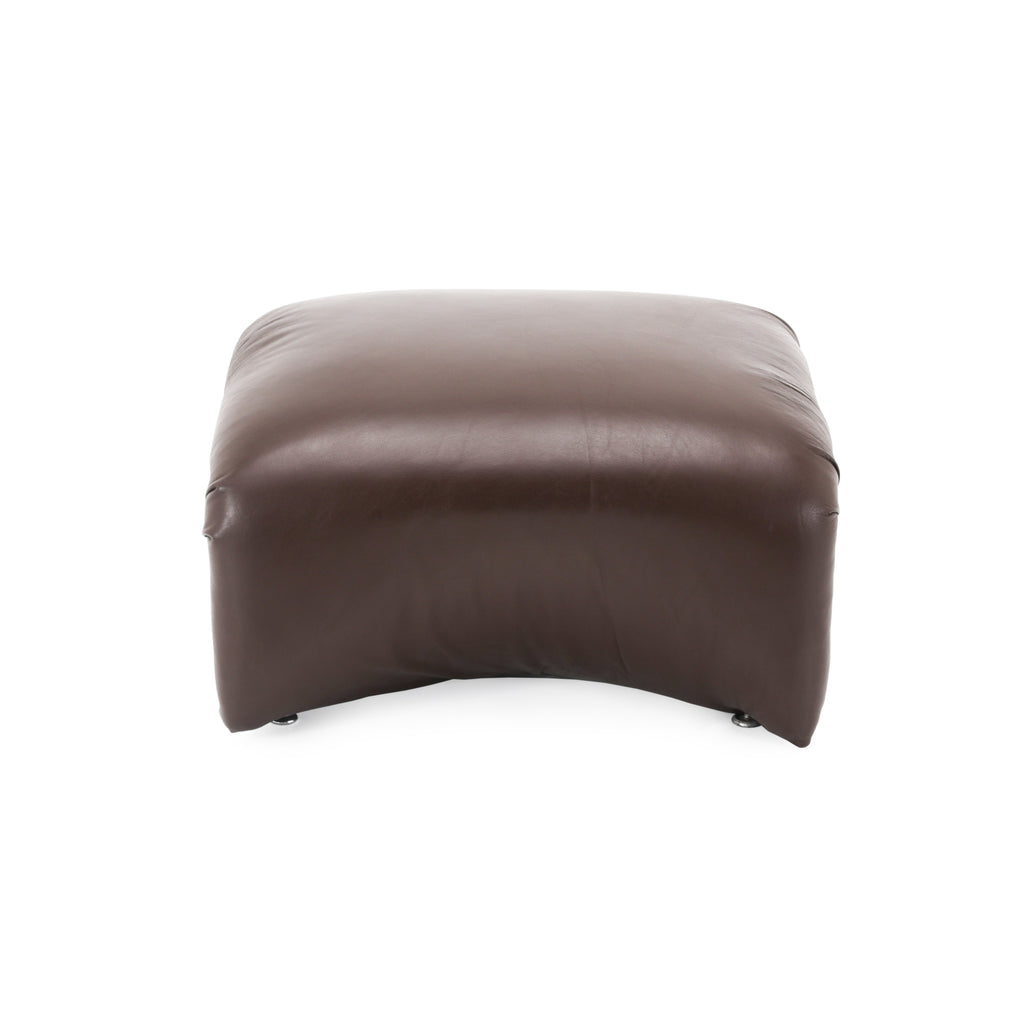 Brown Leather Ribbon Ottoman