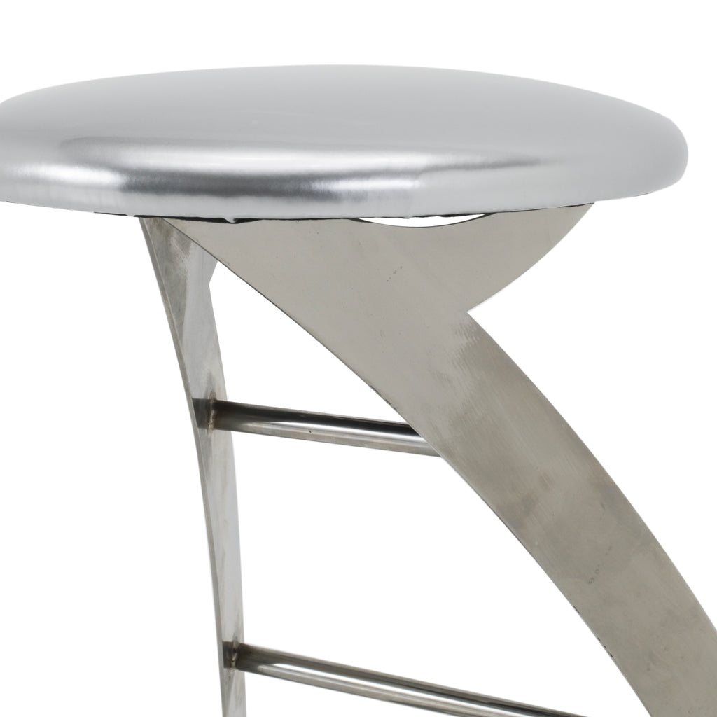 Futuristic Chrome + Glossy Silver Strat Bar Stool