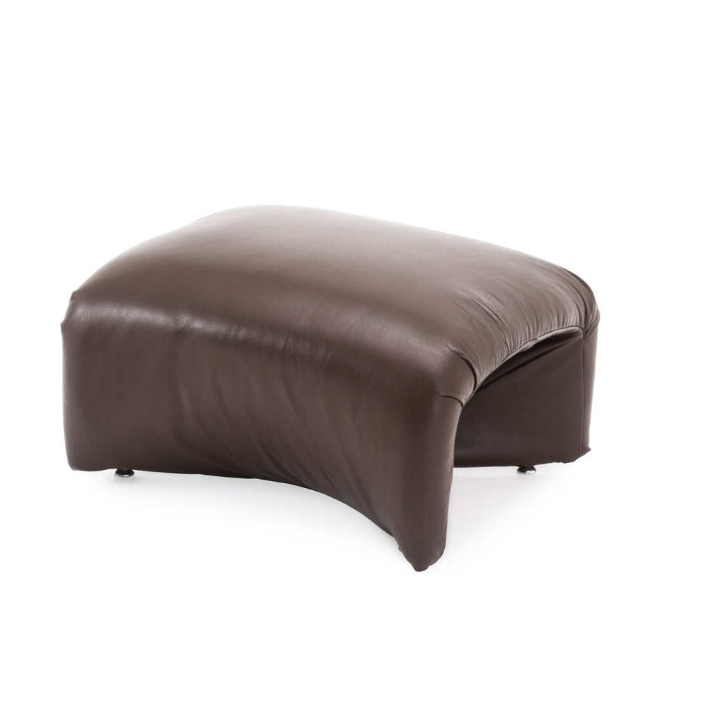 Brown Leather Ribbon Ottoman