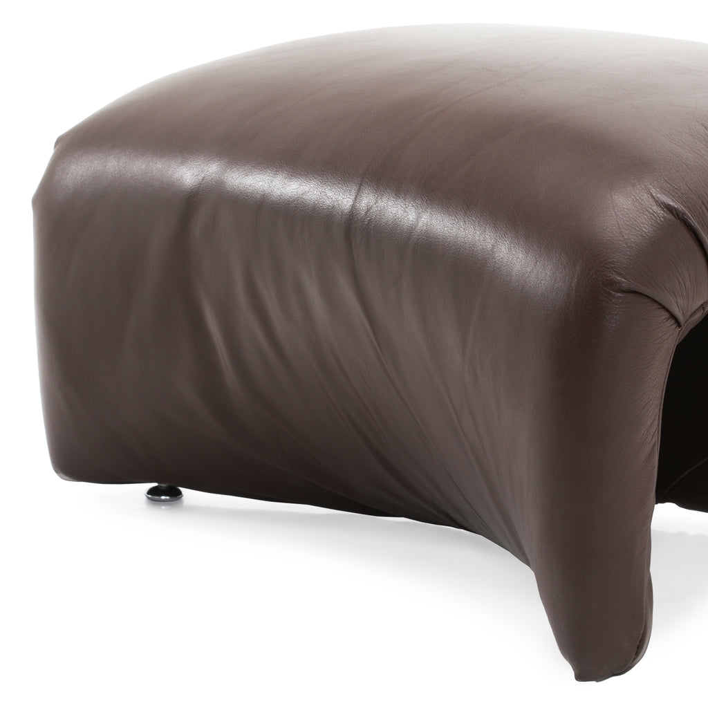 Brown Leather Ribbon Ottoman
