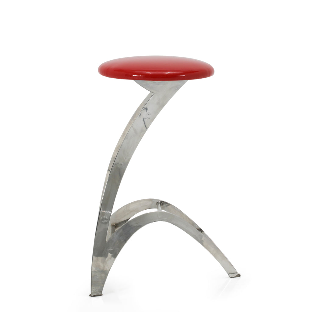 Futuristic Chrome + Glossy Red Strat Bar Stool
