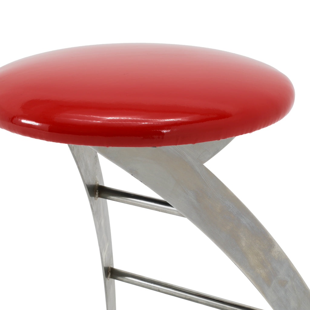 Futuristic Chrome + Glossy Red Strat Bar Stool