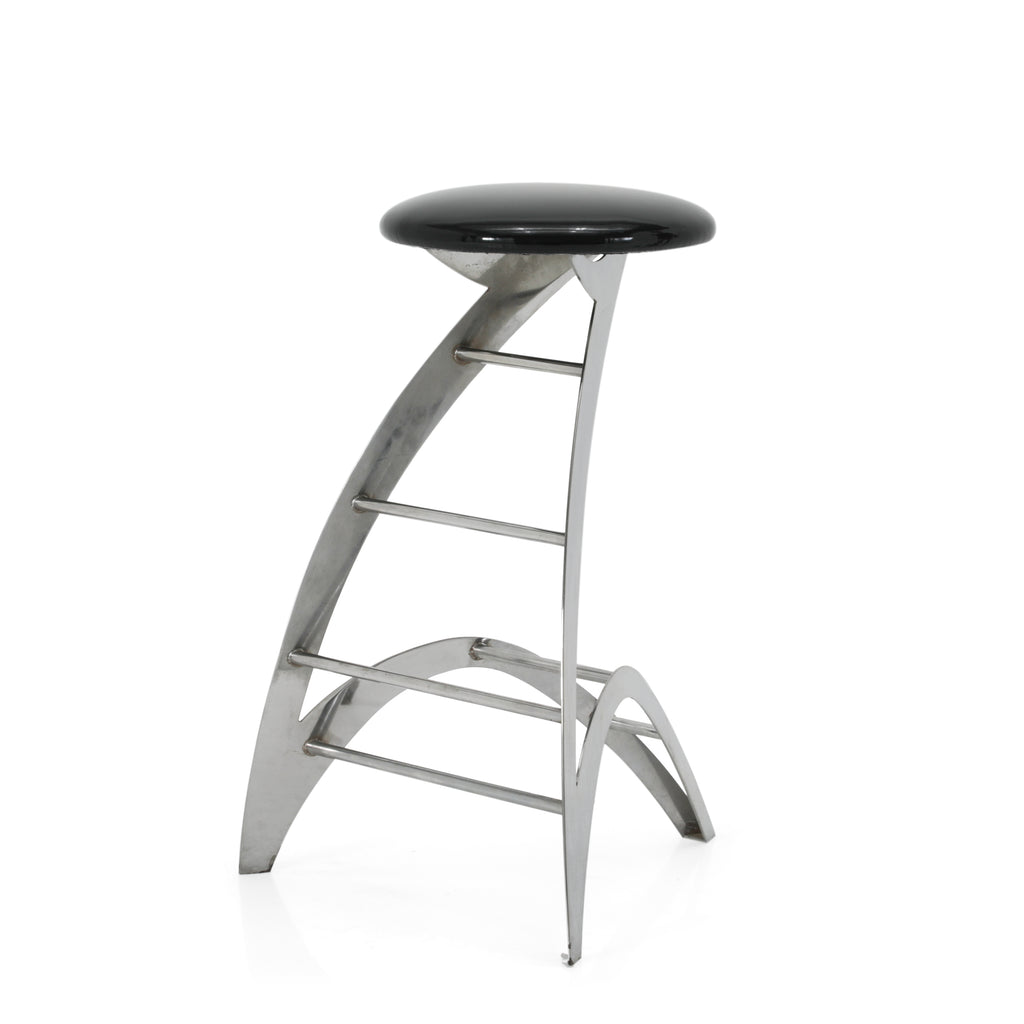 Futuristic Chrome + Glossy Black Strat Bar Stool