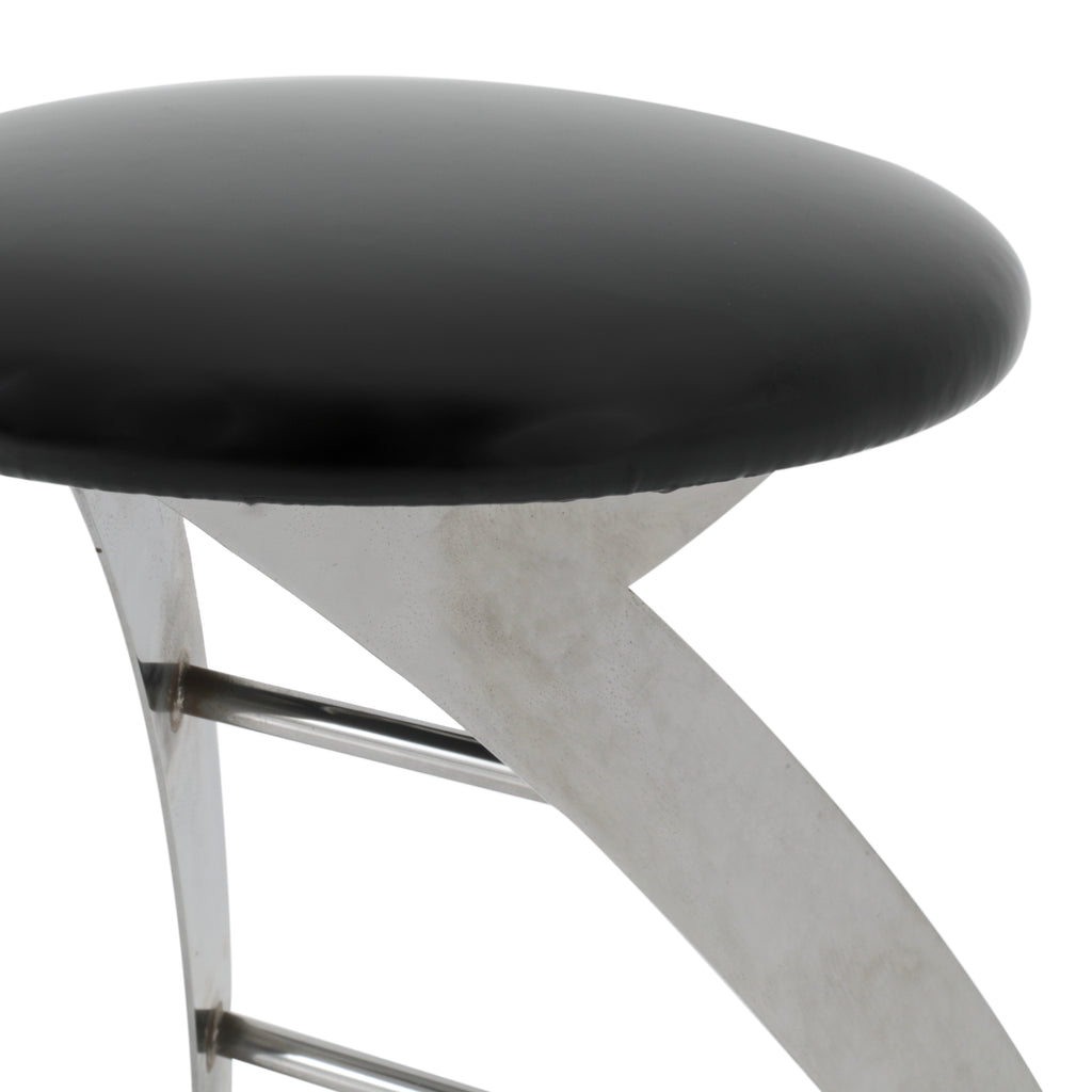 Futuristic Chrome + Glossy Black Strat Bar Stool