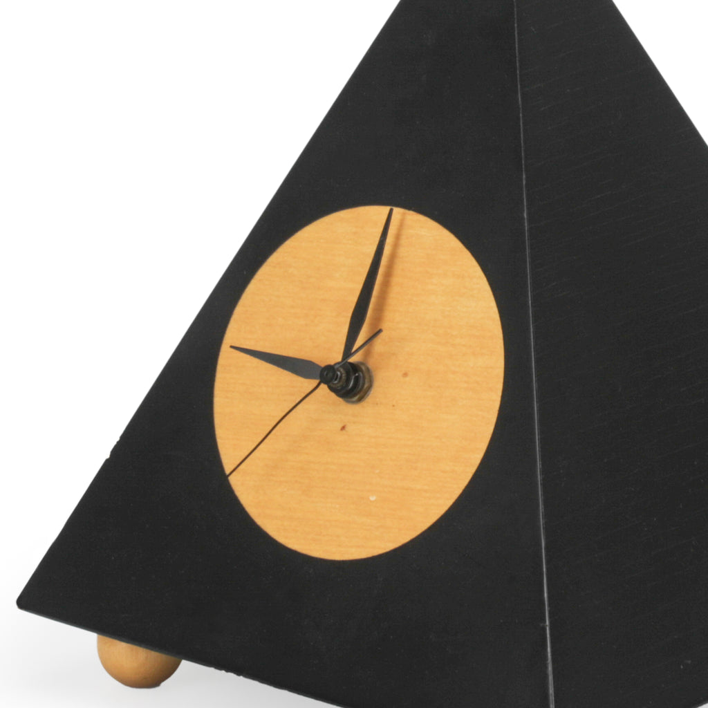 Black & Light Wood Pyramid Clock
