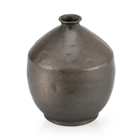 Small Round Dark Brown Vase