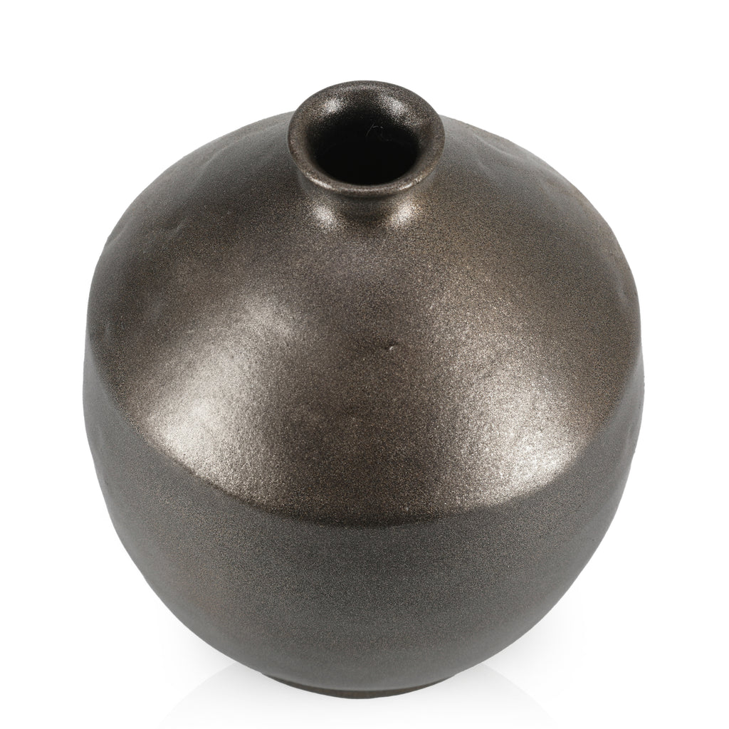 Small Round Dark Brown Vase