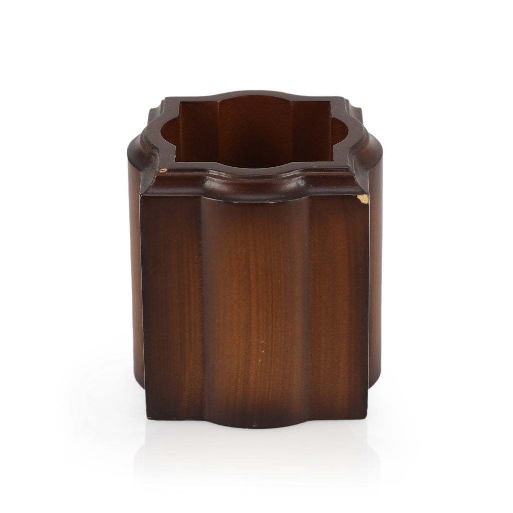 Carved Wood Pen Holder Cup