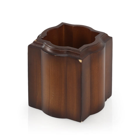 Carved Wood Pen Holder Cup