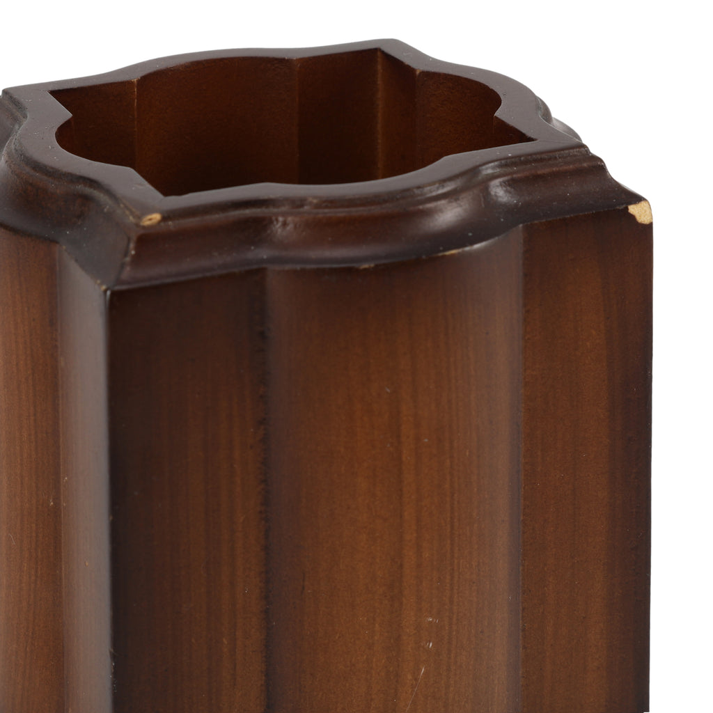 Carved Wood Pen Holder Cup