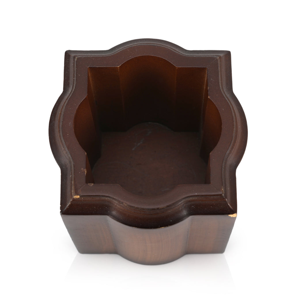 Carved Wood Pen Holder Cup