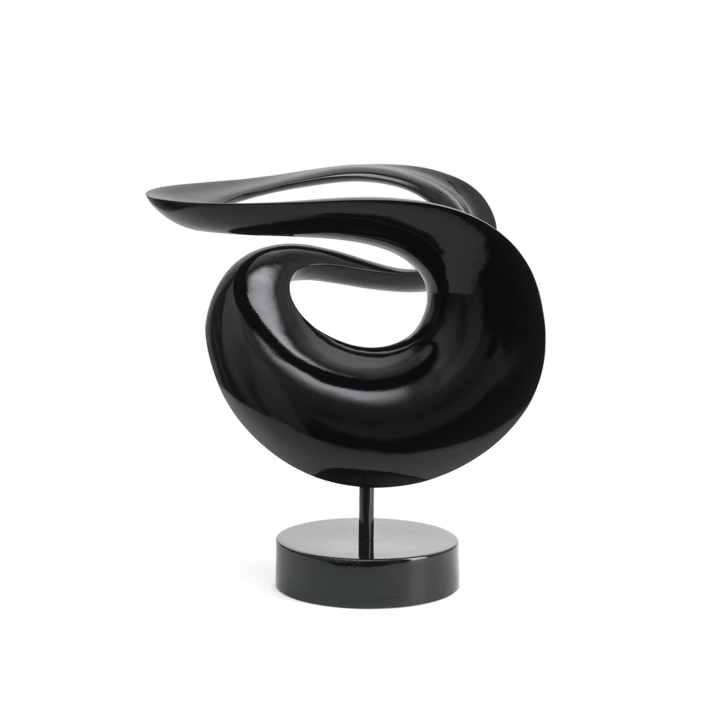 Black Shiny Abstract Loop Table Sculpture (A+D)