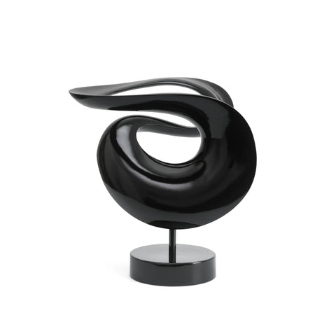 Black Shiny Abstract Loop Table Sculpture (A+D)