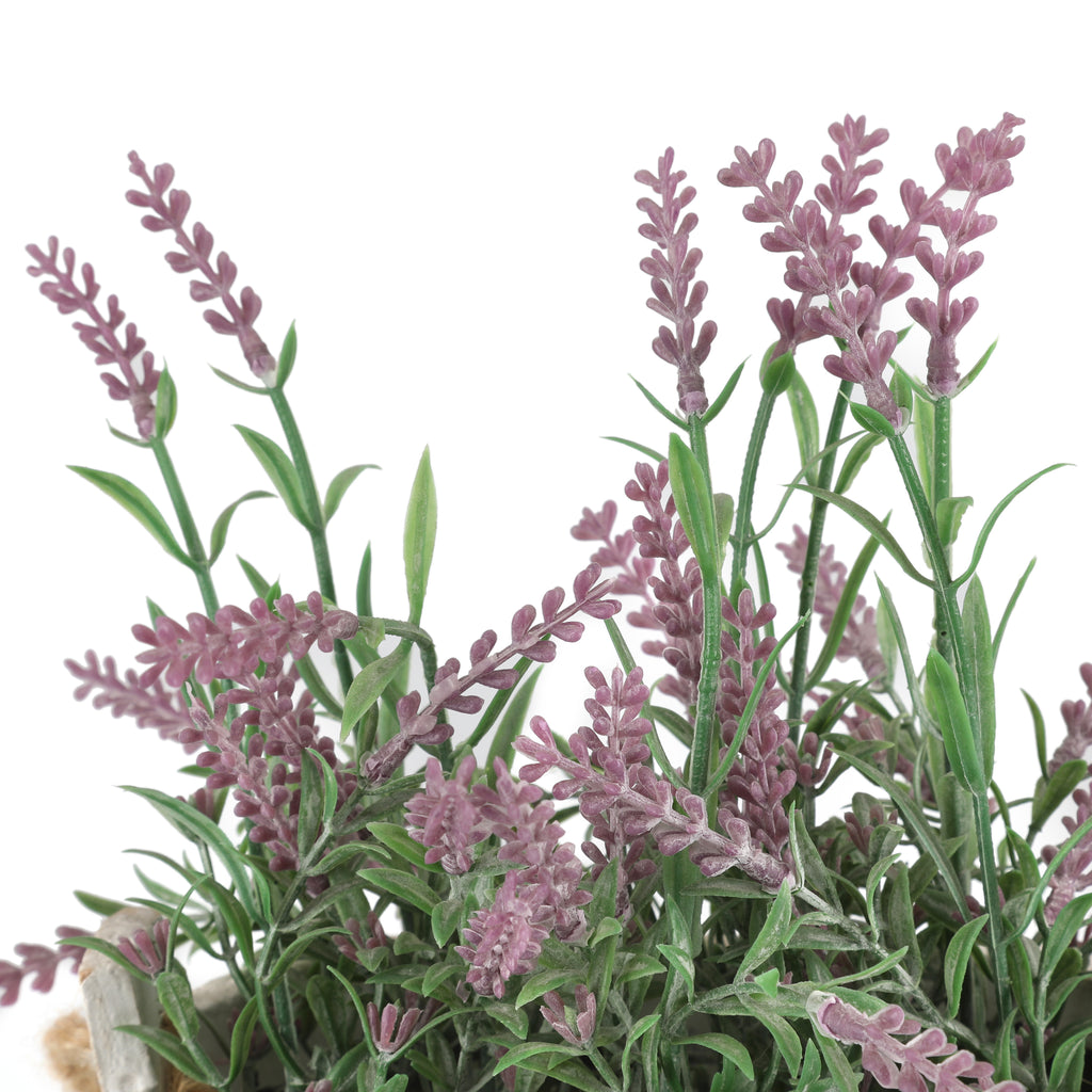 Faux Lavender Plant in White Wooden Pot (A+D)