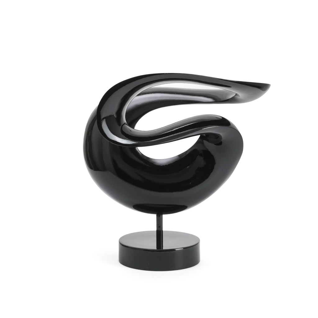 Black Shiny Abstract Loop Table Sculpture (A+D)