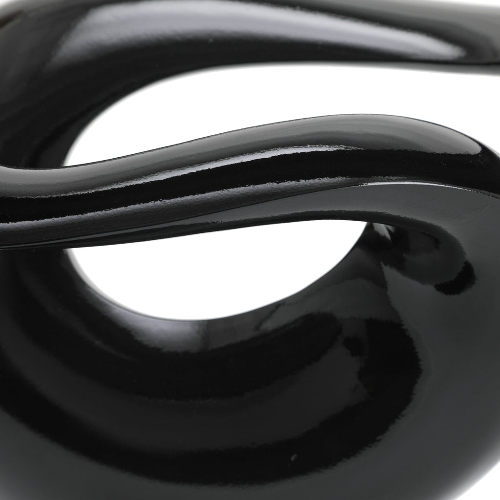 Black Shiny Abstract Loop Table Sculpture (A+D)