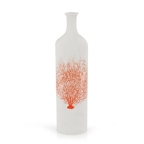 White Bottle Vase w/ Tree Print