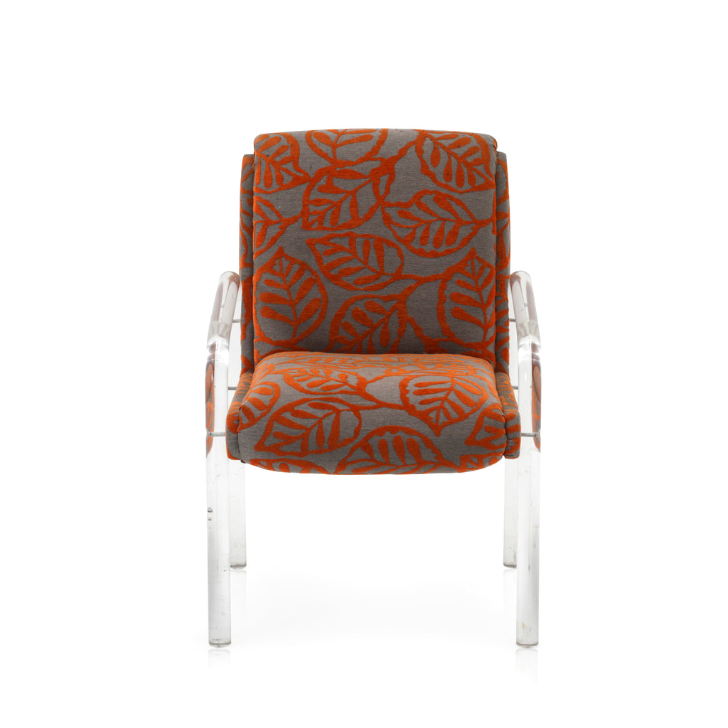 Vintage Orange Leaf and Lucite Chair