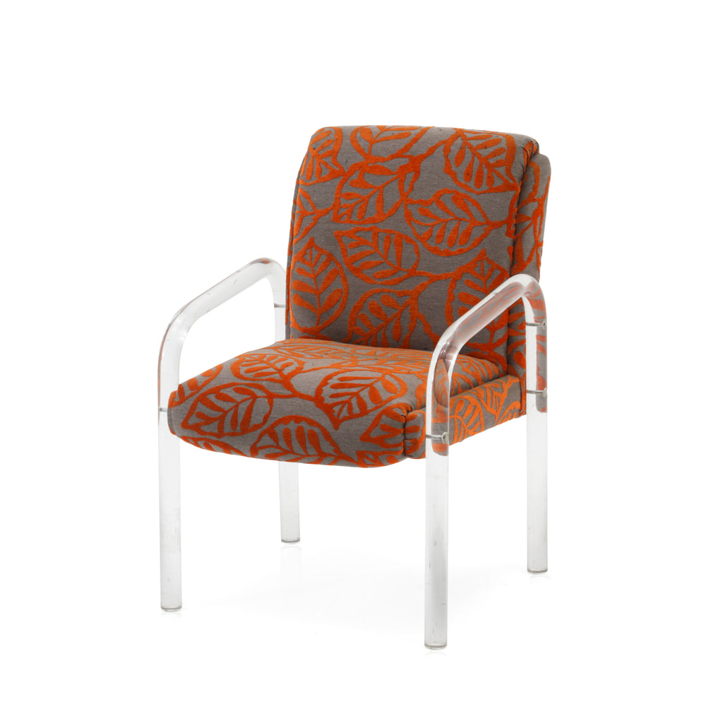 Vintage Orange Leaf and Lucite Chair