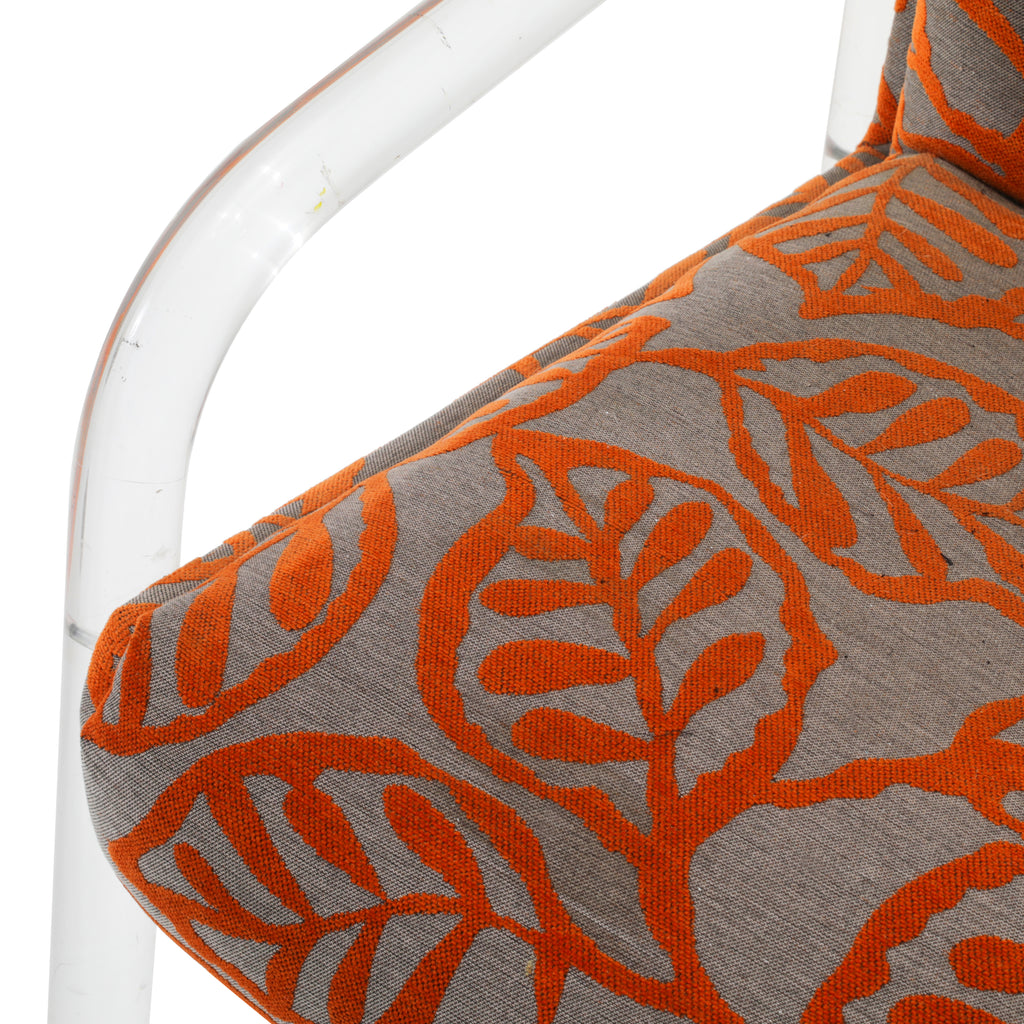 Vintage Orange Leaf and Lucite Chair