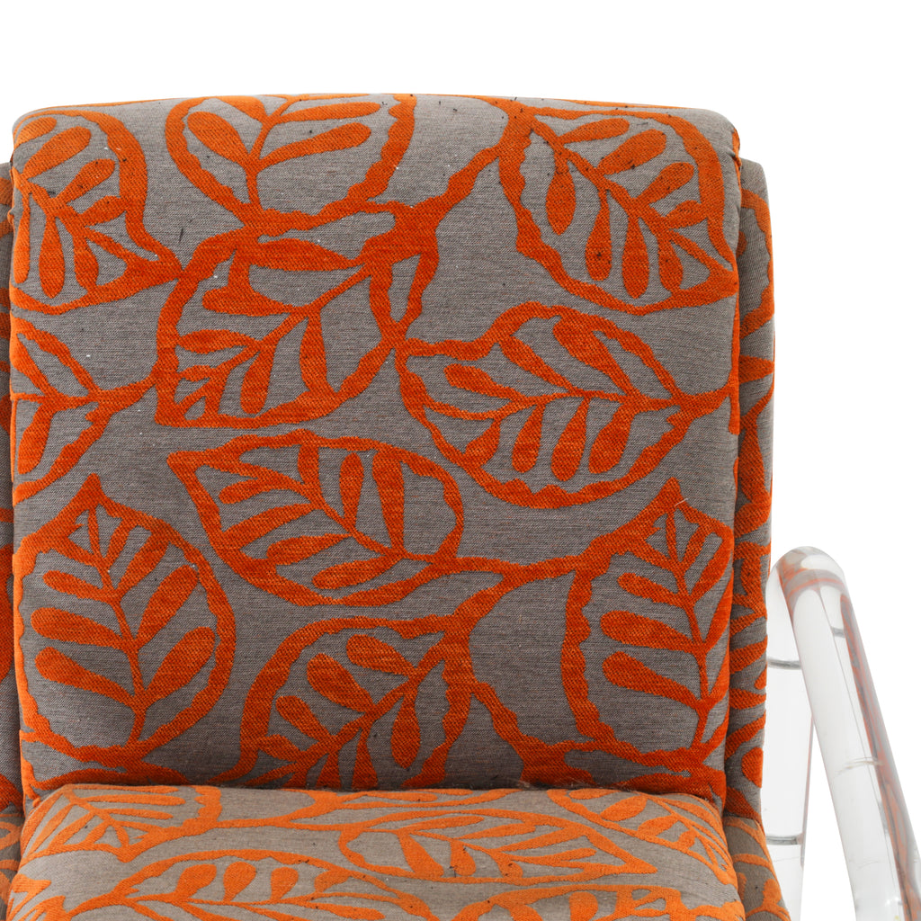 Vintage Orange Leaf and Lucite Chair