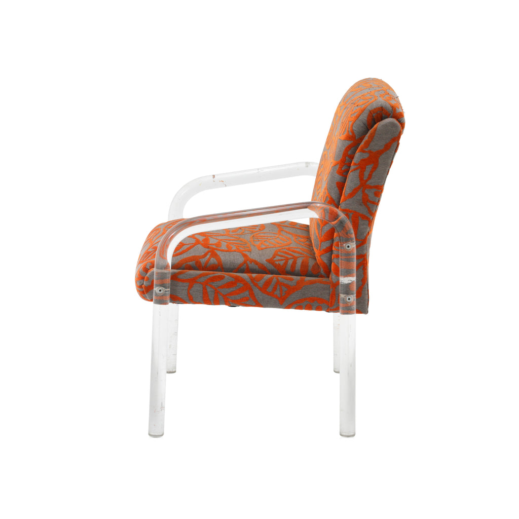 Vintage Orange Leaf and Lucite Chair