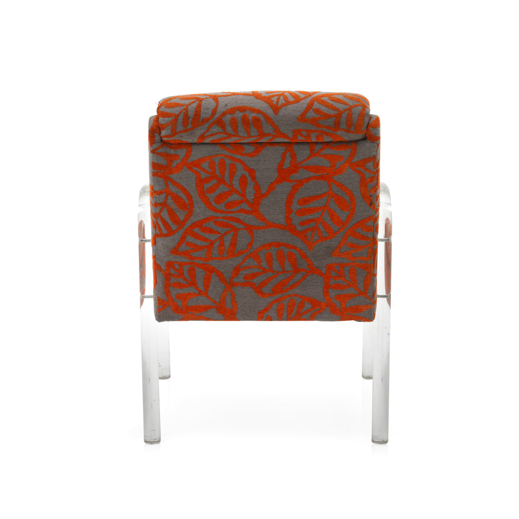 Vintage Orange Leaf and Lucite Chair