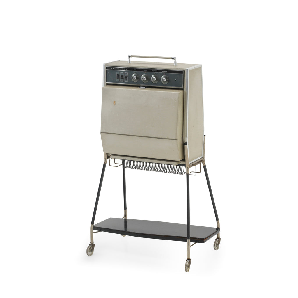 Beige Sylvania Turntable with Built In Speakers & Cart